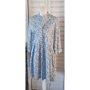 Tuckernuck Royal Shirt Dress Bluebell Floral 3/4 Sleeves L